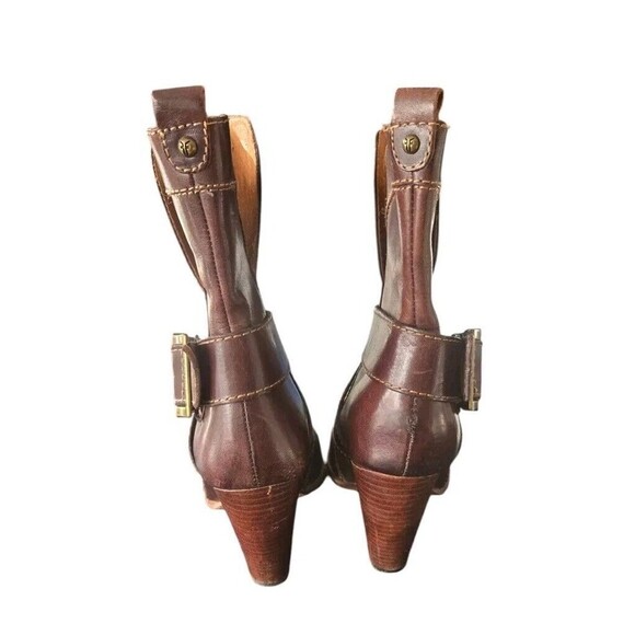 Frye Womens Andrea Ankle Boots Women's 6M Mid Brown Leather Buckle Heeled - Picture 4 of 7